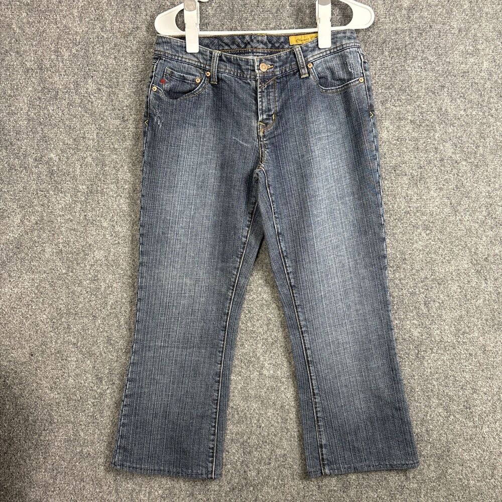 Seven7 Flare Crop Jeans Womens Size 32 Blue